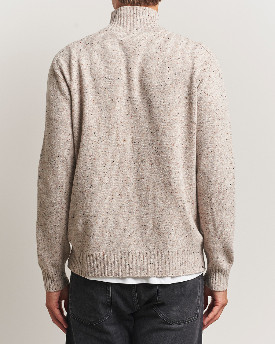 Herr | Tröjor | NN07 | Aksel Wool Donegal Knitted Mock Neck Ivory
