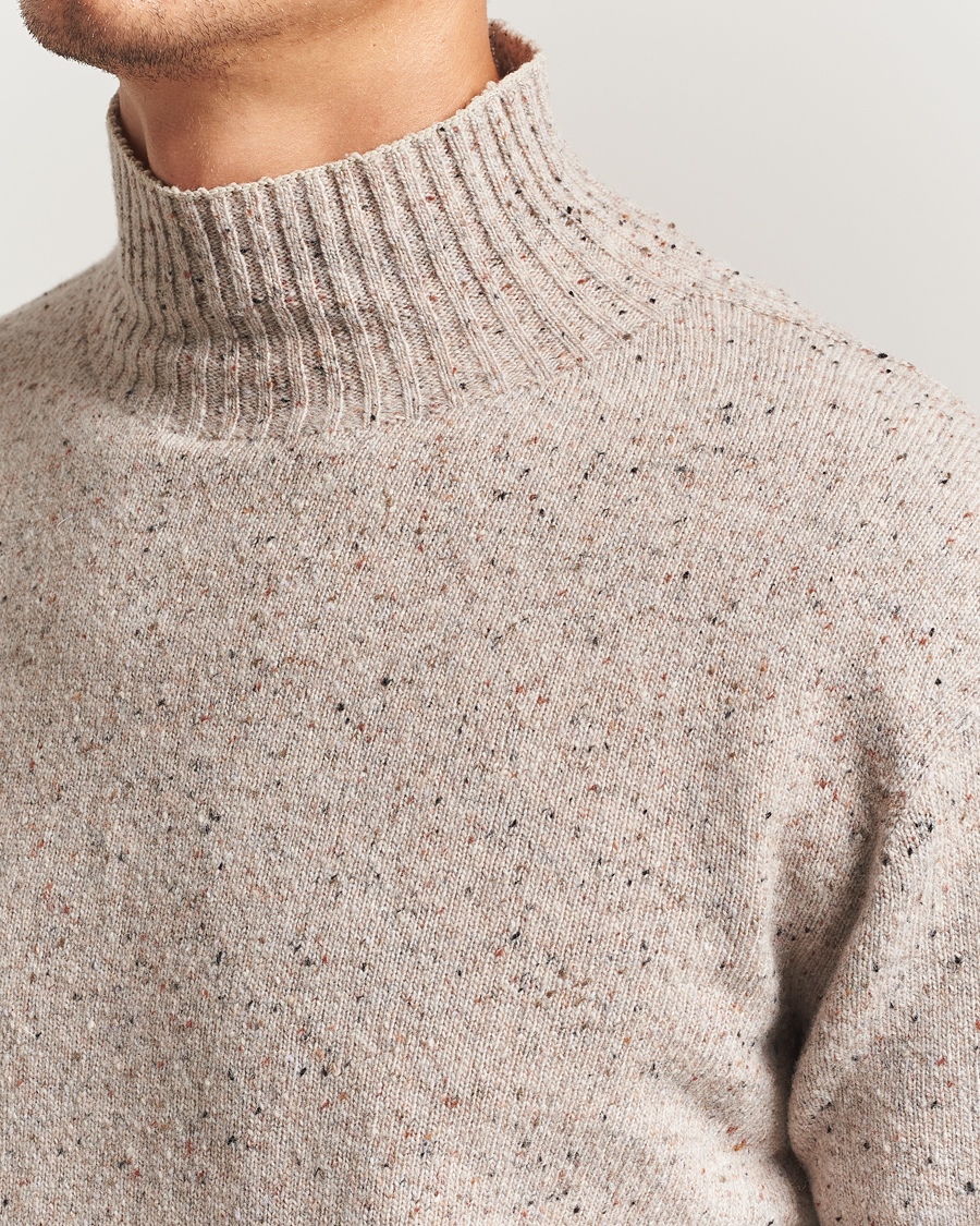 Herr | Tröjor | NN07 | Aksel Wool Donegal Knitted Mock Neck Ivory