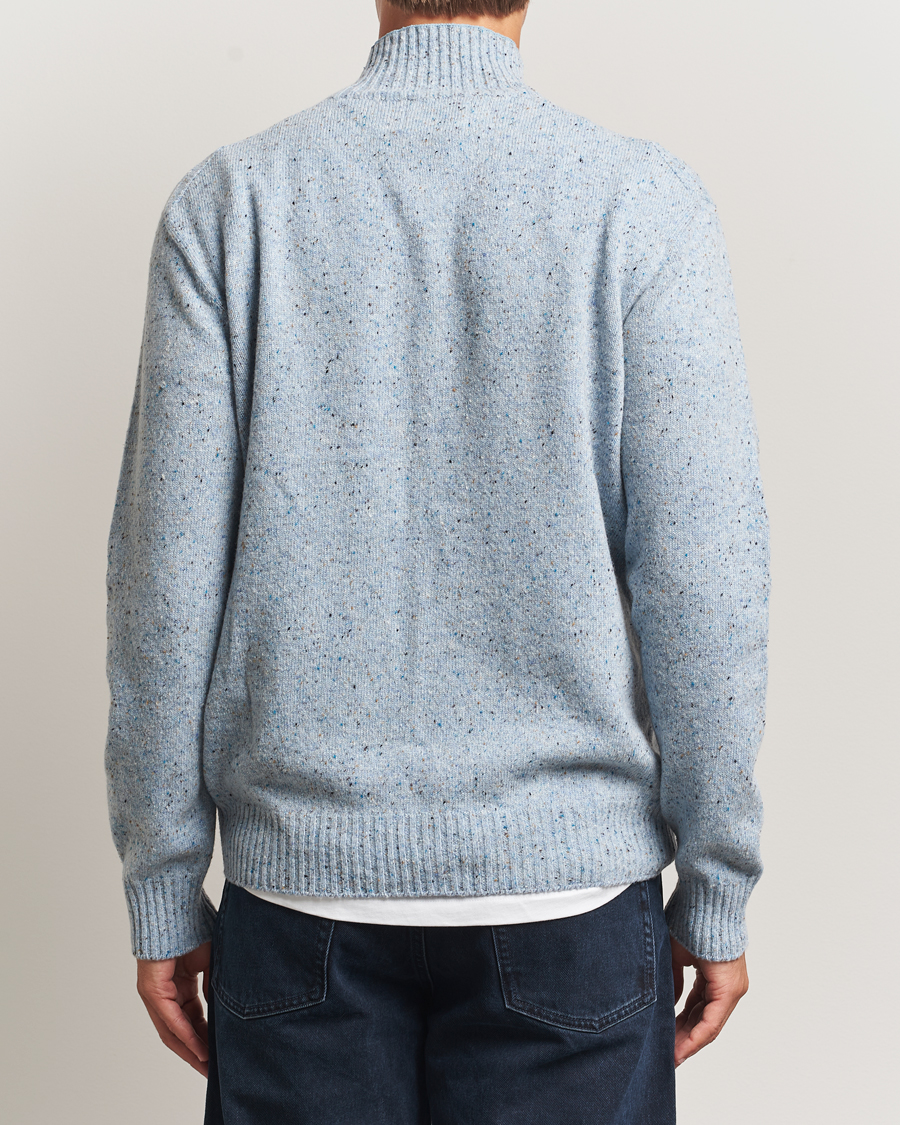 Herr | Tröjor | NN07 | Aksel Wool Donegal Knitted Mock Neck Cerulian Blue