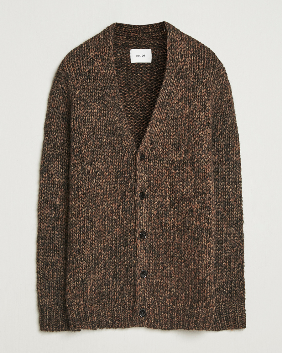 Herr | Tröjor | NN07 | Osky Heavy Knitted Cardigan Demitasse Brown