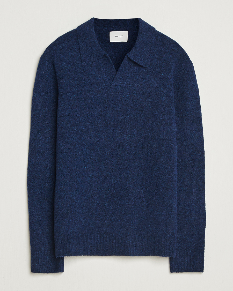 Herr | Tröjor | NN07 | Hope Wool Knitted Polo Navy Blue