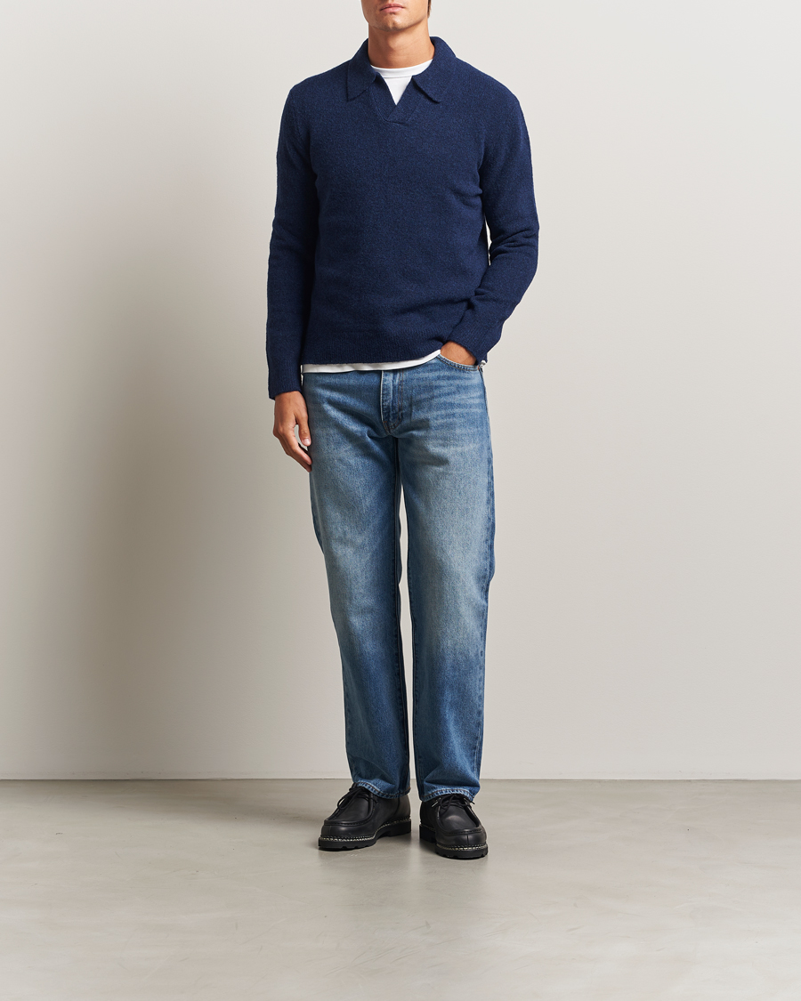 Herr | Tröjor | NN07 | Hope Wool Knitted Polo Navy Blue