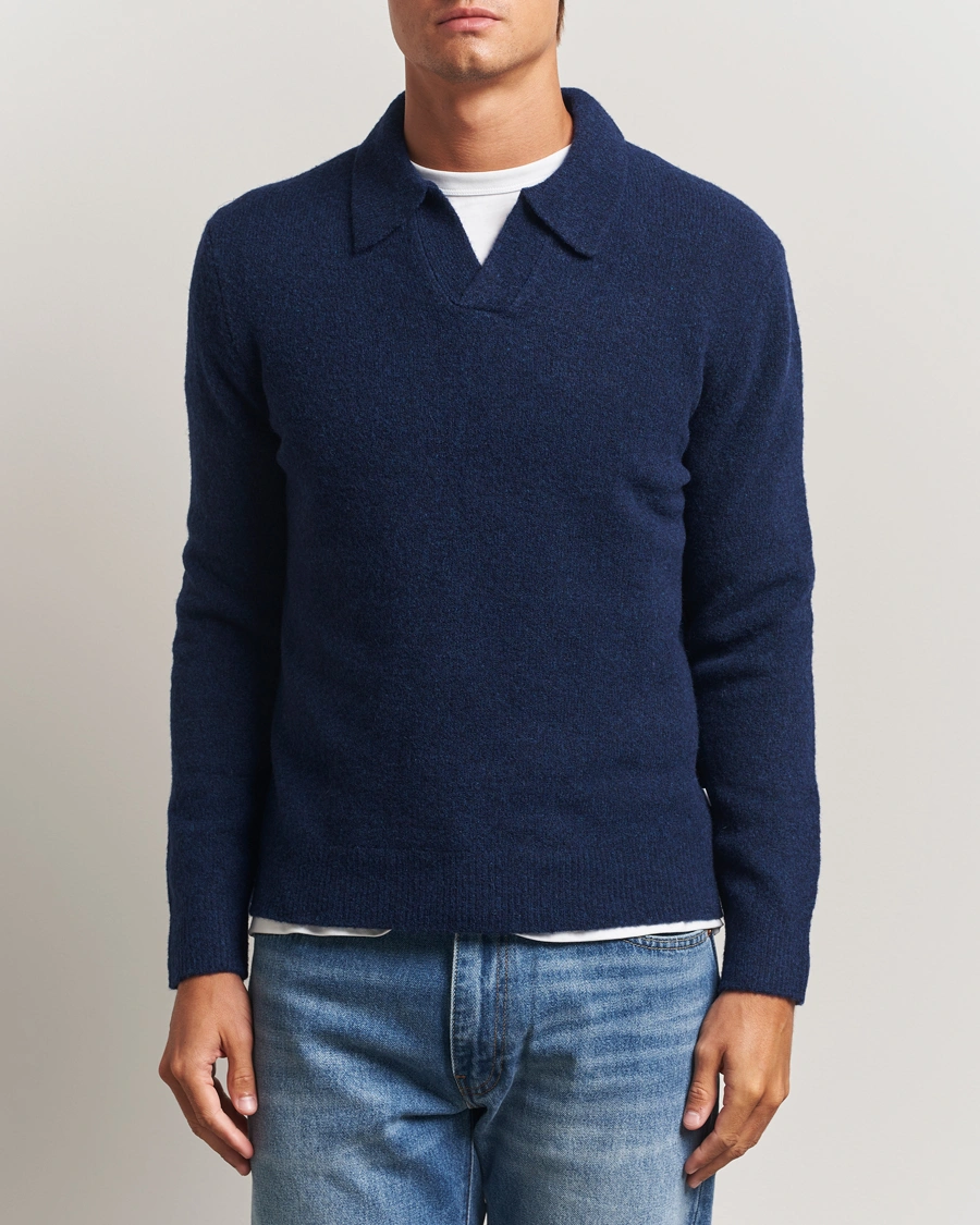 Herr | Tröjor | NN07 | Hope Wool Knitted Polo Navy Blue