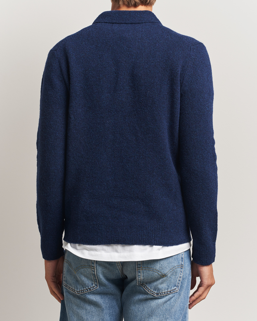 Herr | Tröjor | NN07 | Hope Wool Knitted Polo Navy Blue