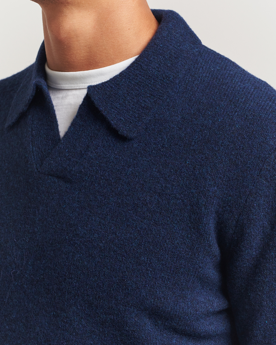 Herr | Tröjor | NN07 | Hope Wool Knitted Polo Navy Blue