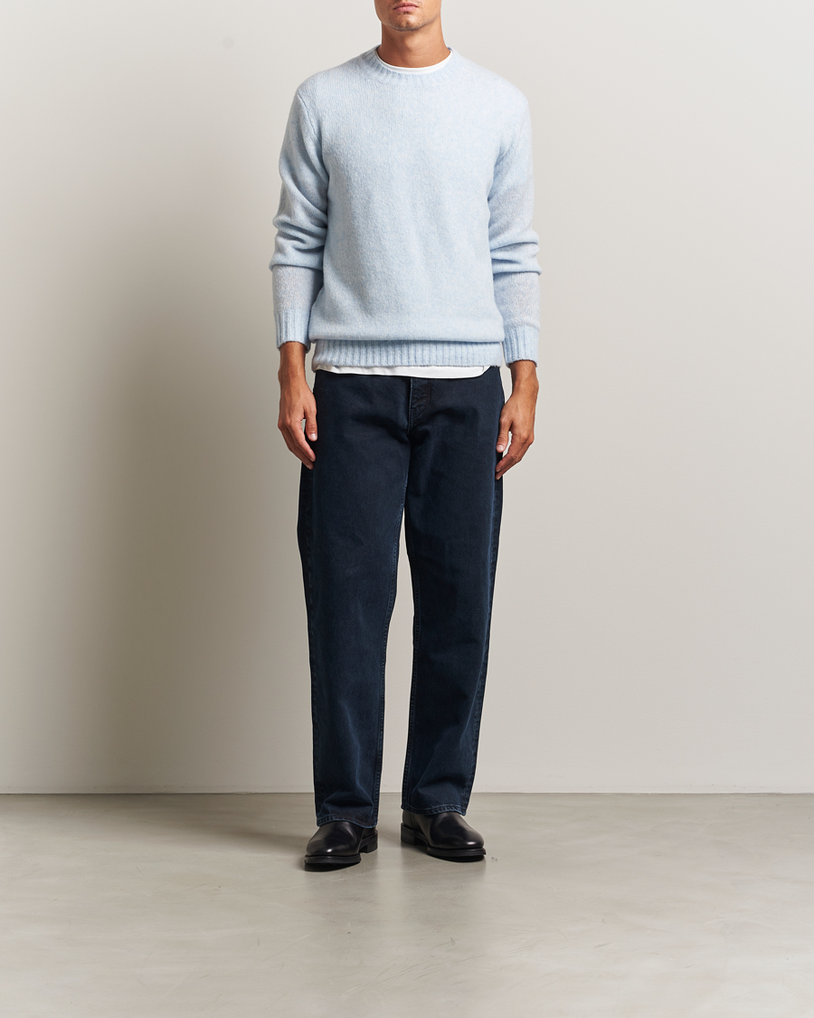 Herr | Tröjor | NN07 | Lee Wool Knitted Sweater Cerulian Blue