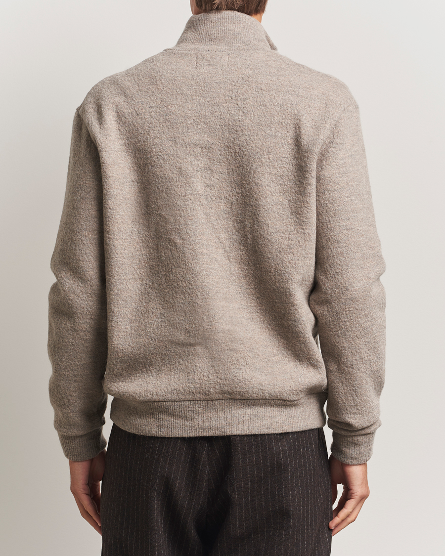 Herr | Tröjor | NN07 | Boiled Wool Full Zip Khaki Beige