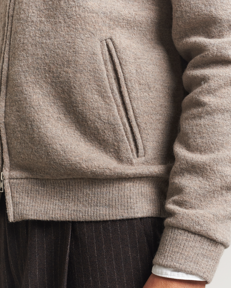 Herr | Tröjor | NN07 | Boiled Wool Full Zip Khaki Beige