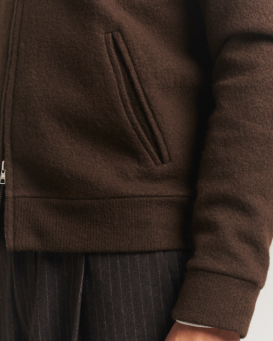 Herr | Tröjor | NN07 | Boiled Wool Full Zip Demitasse Brown