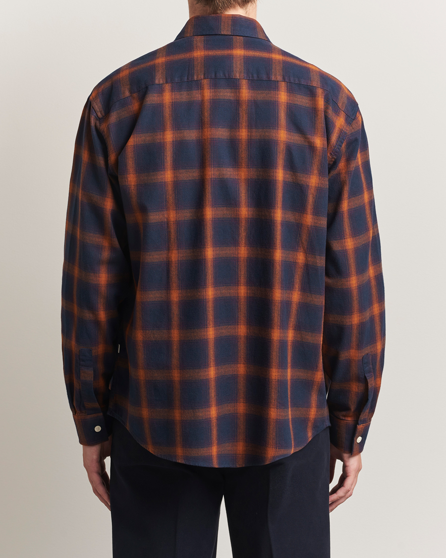 Herr | Skjortor | NN07 | Deon Flannel Checked Shirt Navy/Orange