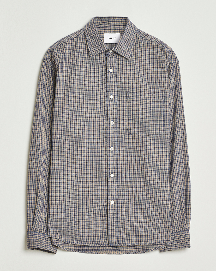 Herr | Skjortor | NN07 | Deon Flannel Checked Shirt Indigo