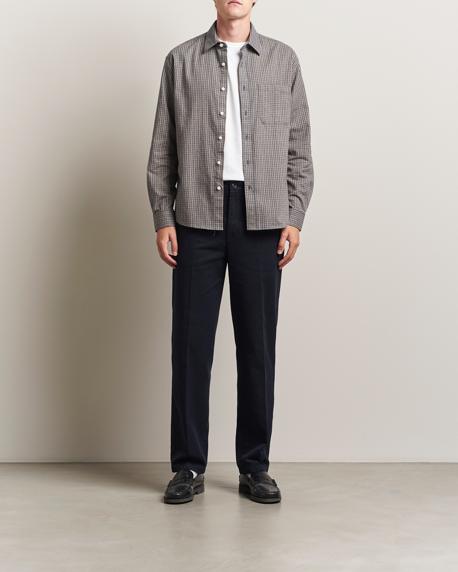 Herr | Skjortor | NN07 | Deon Flannel Checked Shirt Indigo