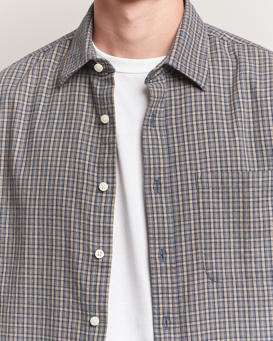 Herr | Skjortor | NN07 | Deon Flannel Checked Shirt Indigo