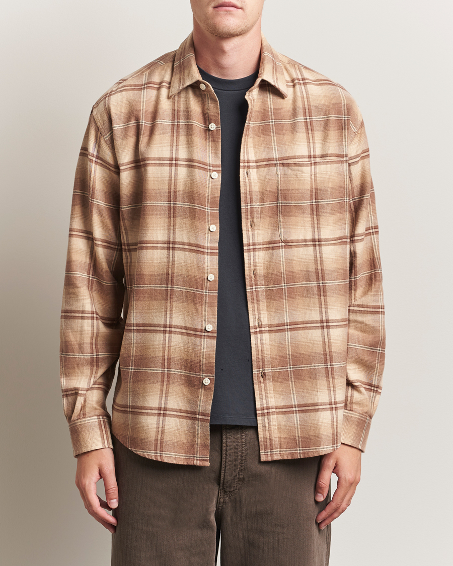 Herr | Skjortor | NN07 | Deon Flannel Checked Shirt Camel
