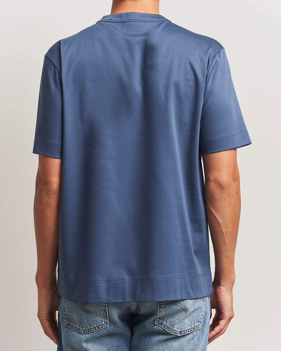 Herr | T-Shirts | NN07 | Pedro Mercerized Embroidered T-Shirt Denim Blue