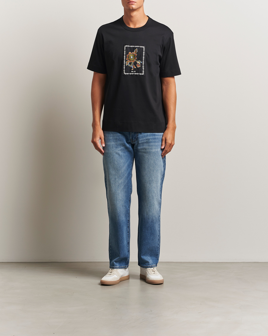 Herr | T-Shirts | NN07 | Pedro Mercerized Flower T-Shirt Black
