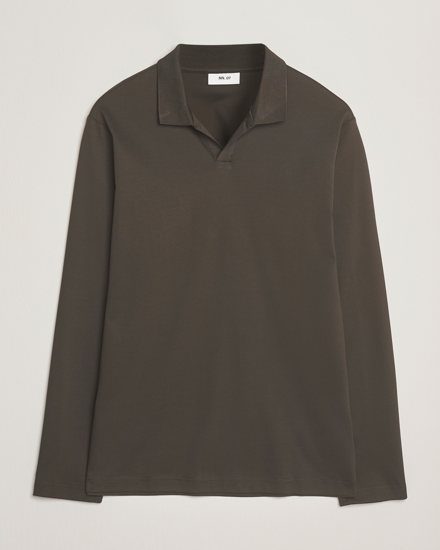 Herr | Pikéer | NN07 | Paul Mercerized Long Sleeve Polo Dark Army