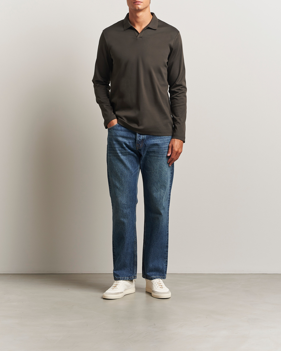 Herr | Pikéer | NN07 | Paul Mercerized Long Sleeve Polo Dark Army