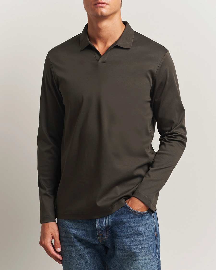 Herr | Pikéer | NN07 | Paul Mercerized Long Sleeve Polo Dark Army