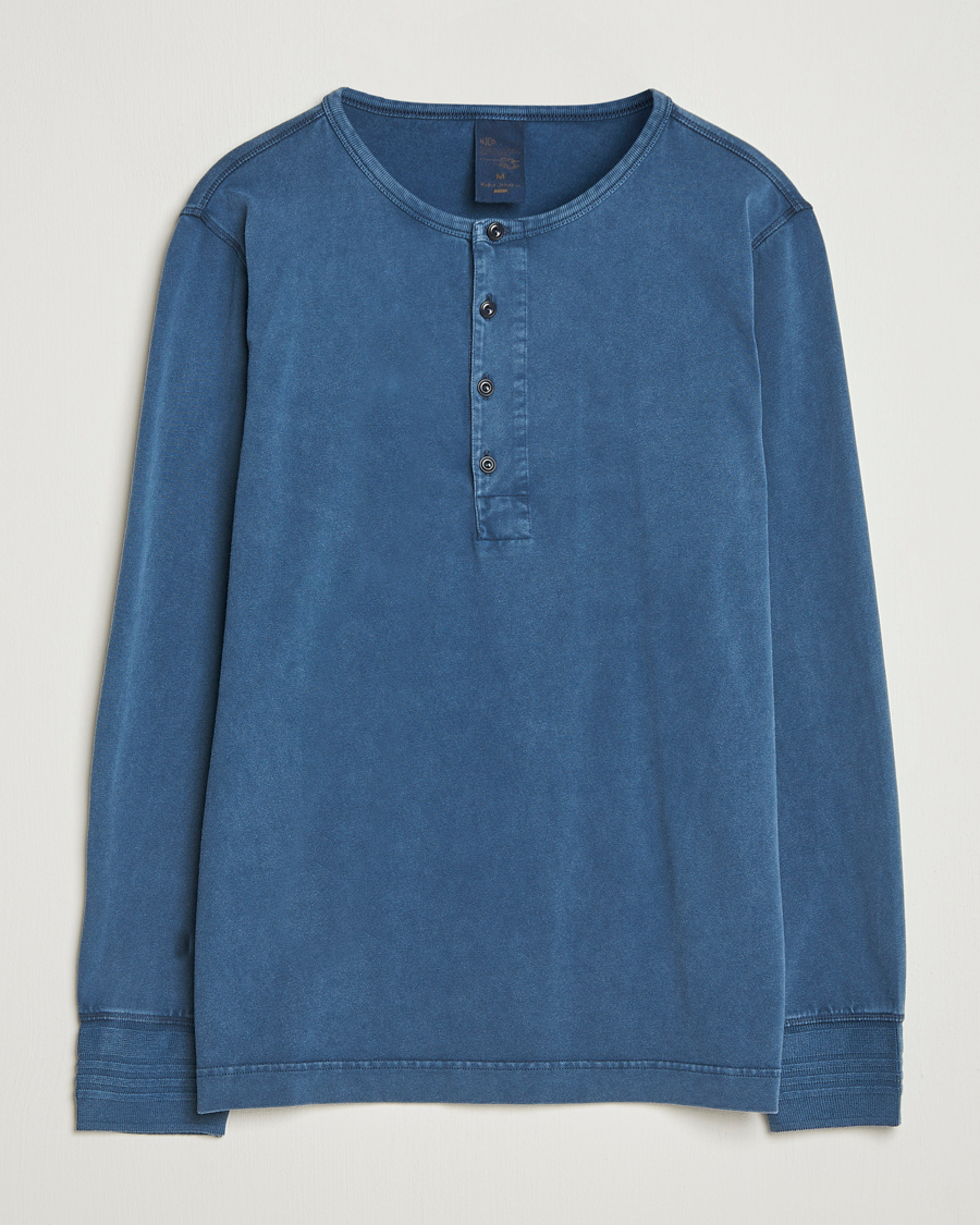 Herr | Tröjor | Nudie Jeans | Long Sleeved Henley Washed Blue