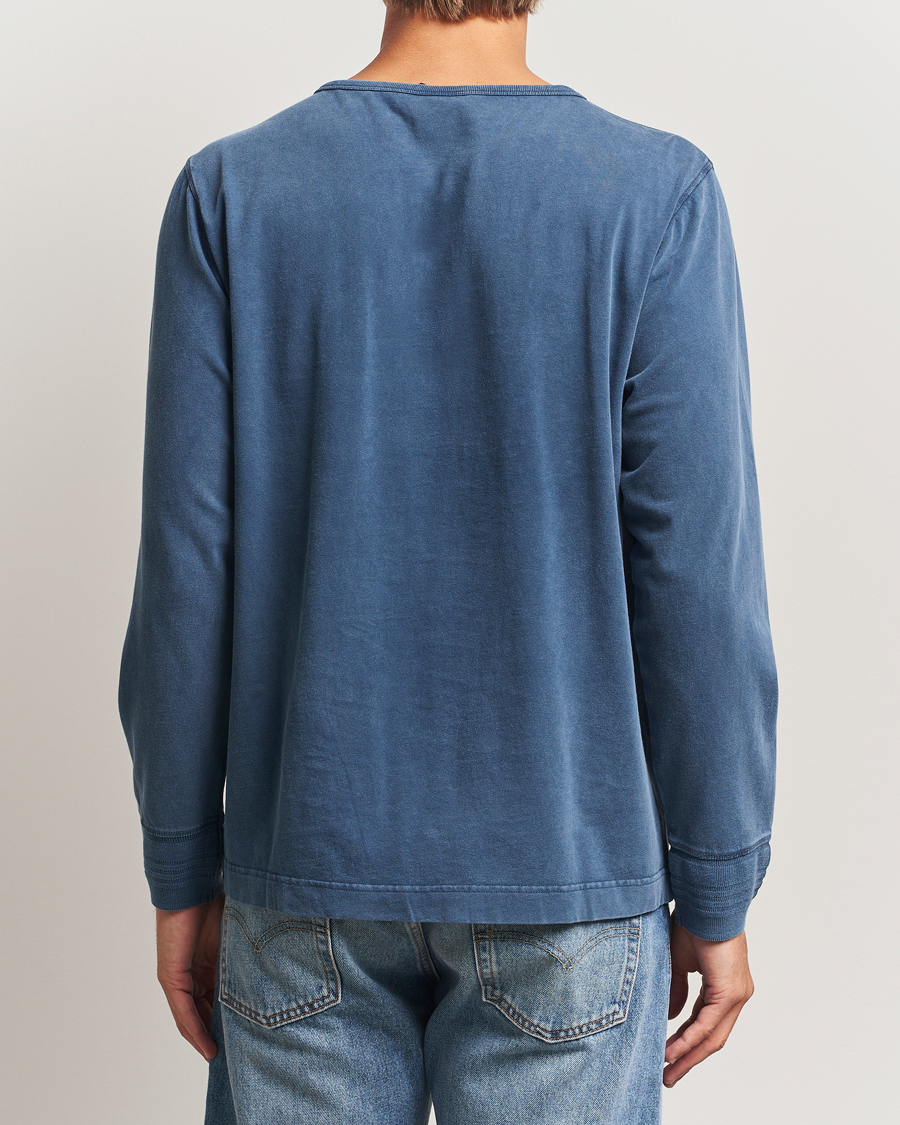 Herr | Tröjor | Nudie Jeans | Long Sleeved Henley Washed Blue