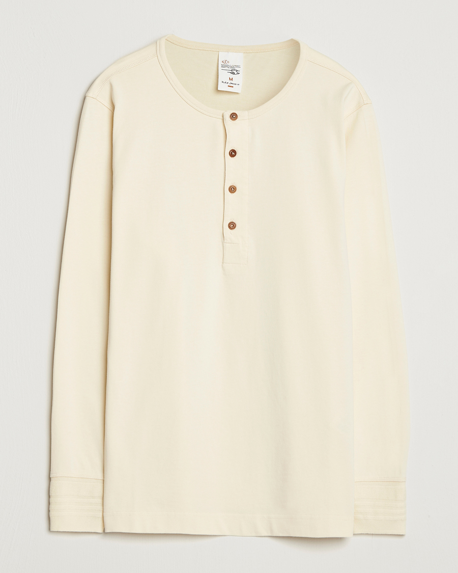 Herr | Tröjor | Nudie Jeans | Long Sleeved Henley Ecru