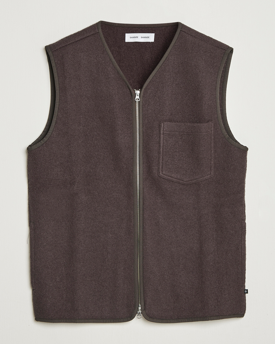 Herr | Jackor | Samsøe Samsøe | Hannes Boiled Wool Vest Turkish Coffee
