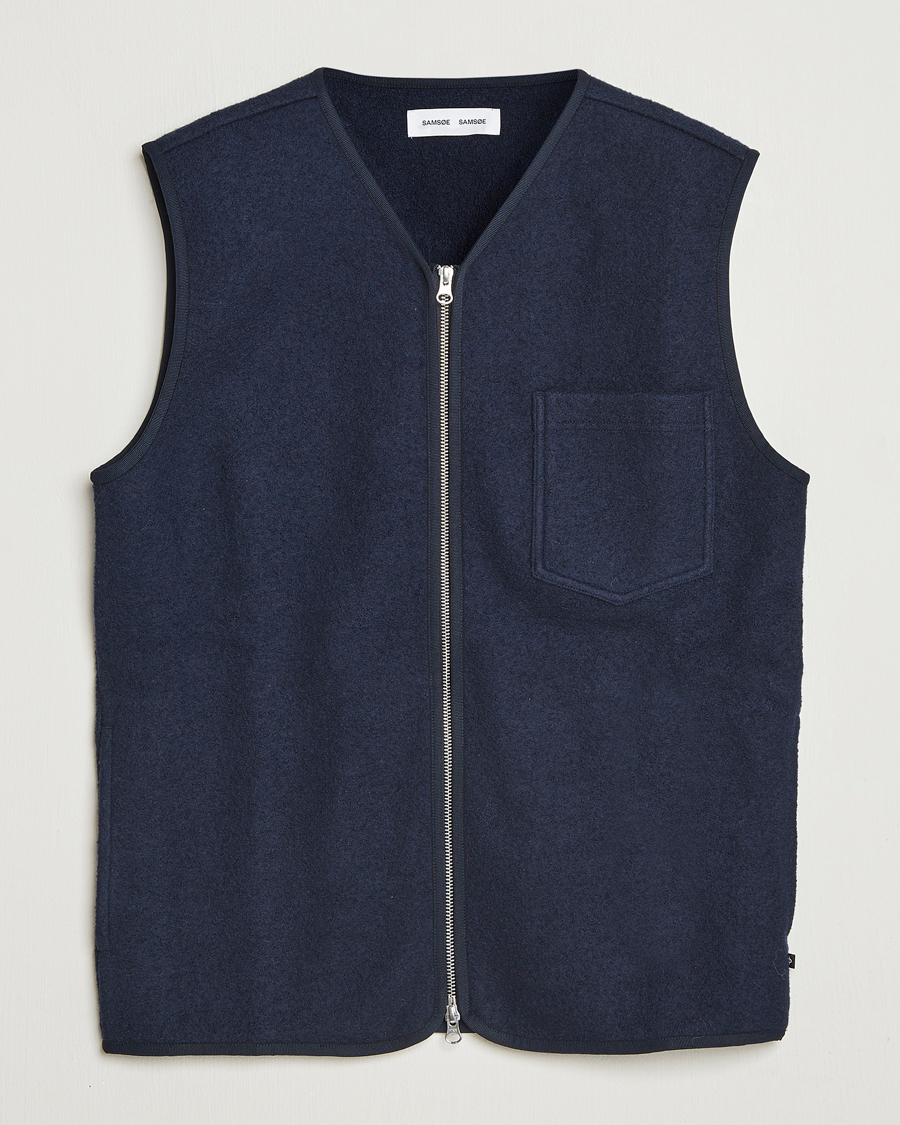 Herr | Västar | Samsøe Samsøe | Hannes Boiled Wool Vest Salute Navy