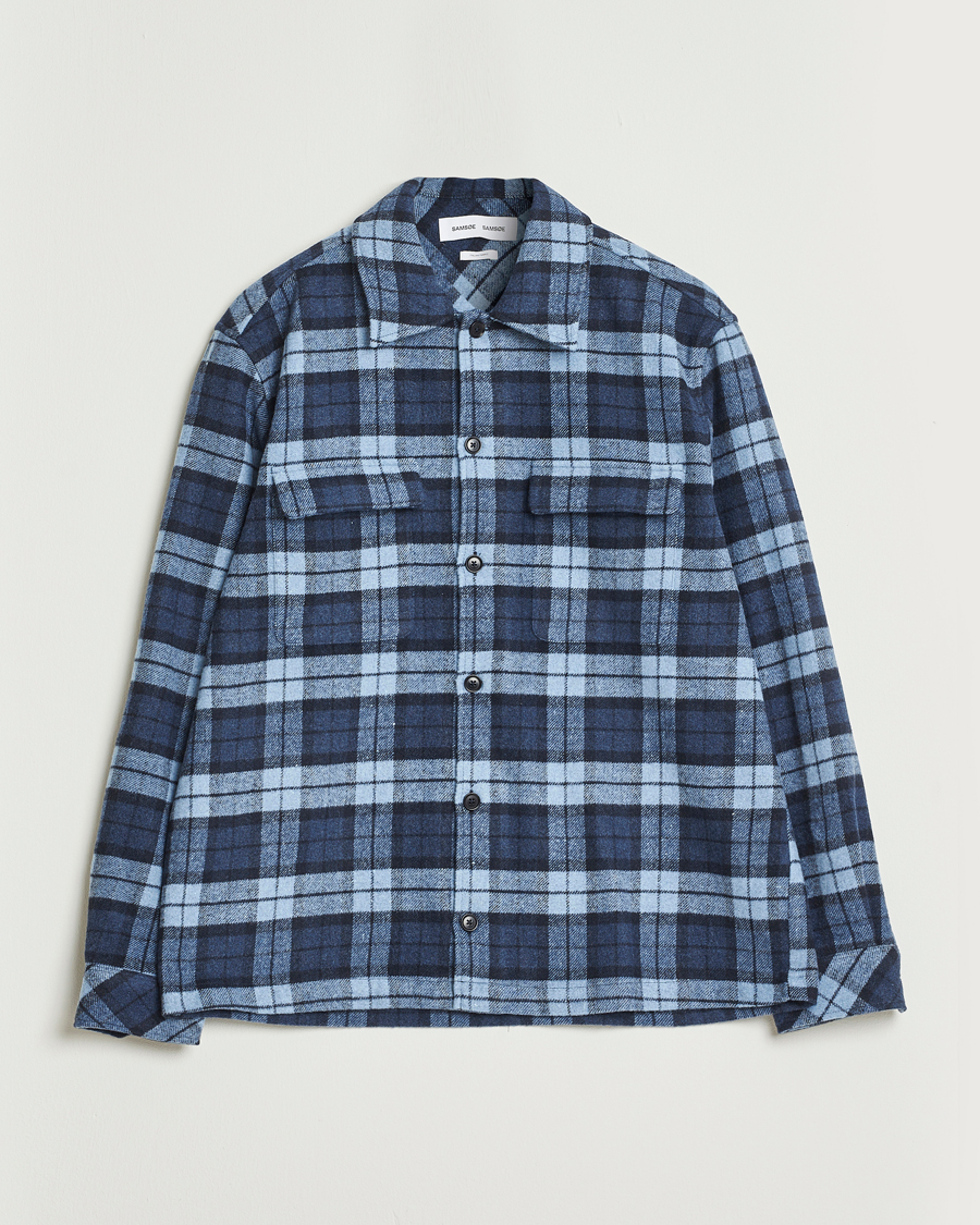Herr | Skjortor | Samsøe Samsøe | Castor Checked Overshirt Stellar Blue