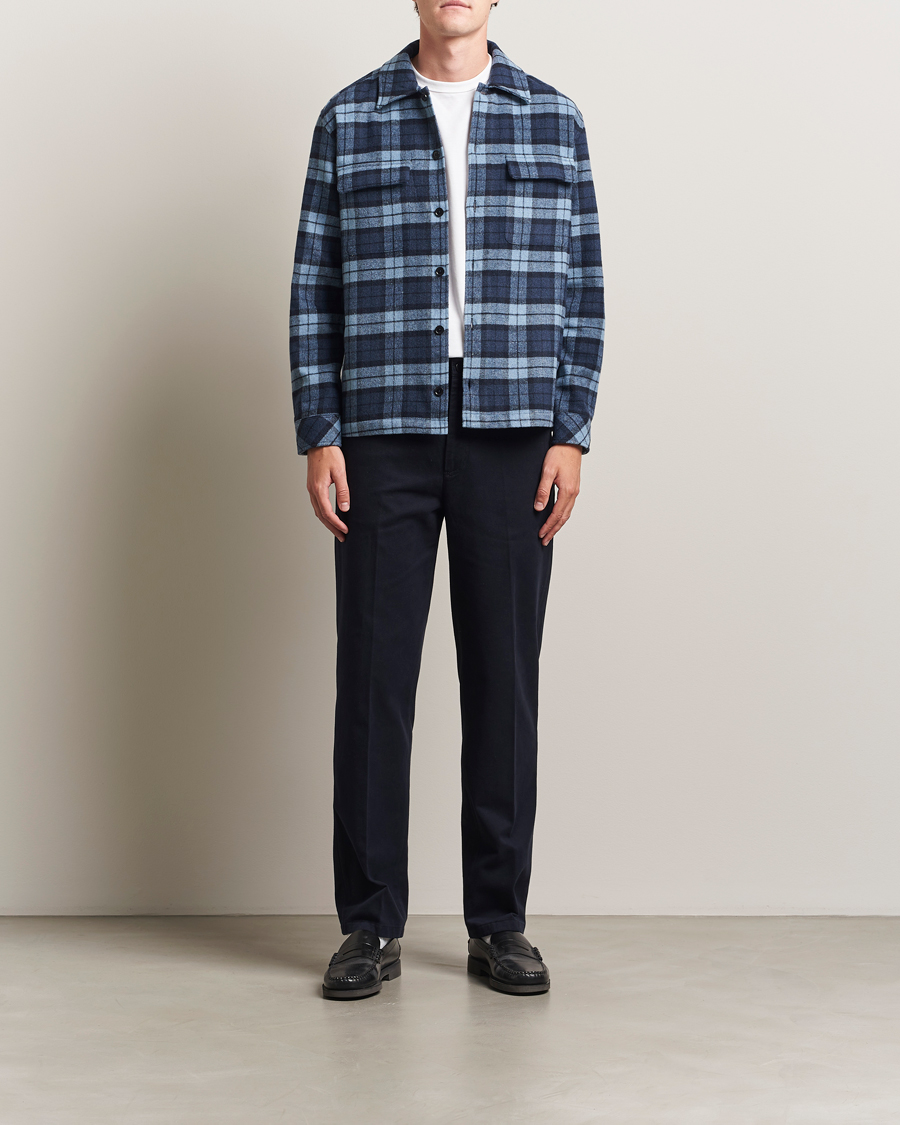 Herr | Skjortor | Samsøe Samsøe | Castor Checked Overshirt Stellar Blue