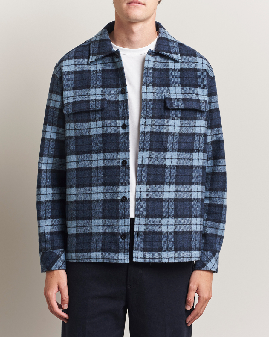 Herr | Skjortor | Samsøe Samsøe | Castor Checked Overshirt Stellar Blue