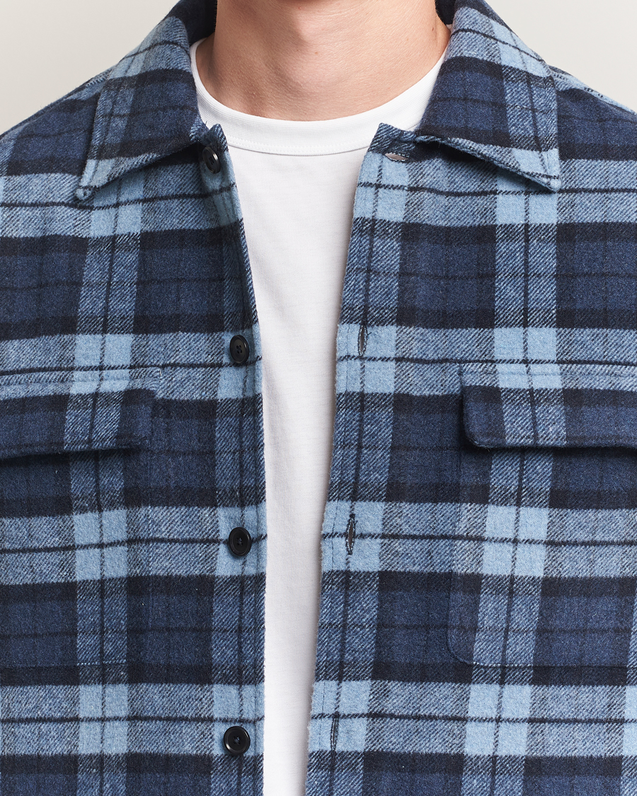 Herr | Skjortor | Samsøe Samsøe | Castor Checked Overshirt Stellar Blue