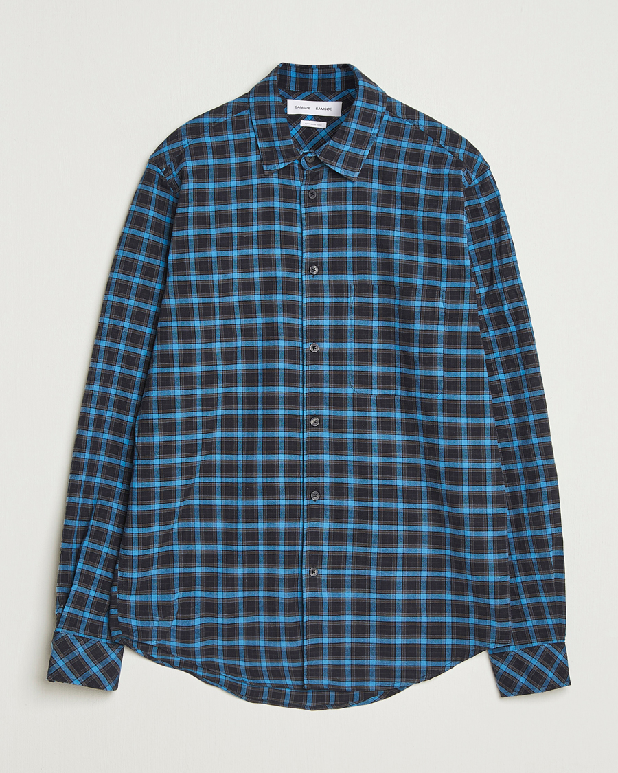 Herr | Skjortor | Samsøe Samsøe | Liam Brushed Cotton Checked Shirt Turkish Coffee