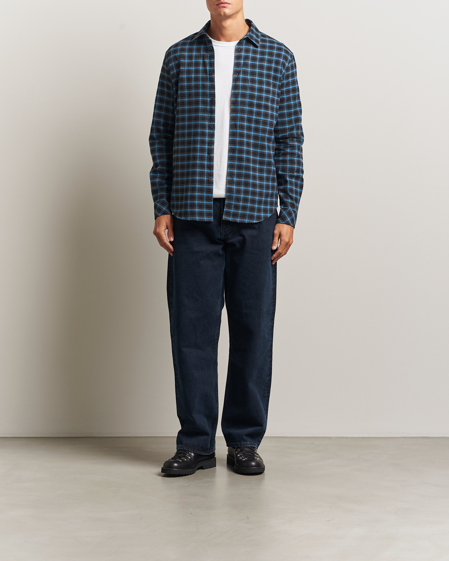 Herr | Skjortor | Samsøe Samsøe | Liam Brushed Cotton Checked Shirt Turkish Coffee