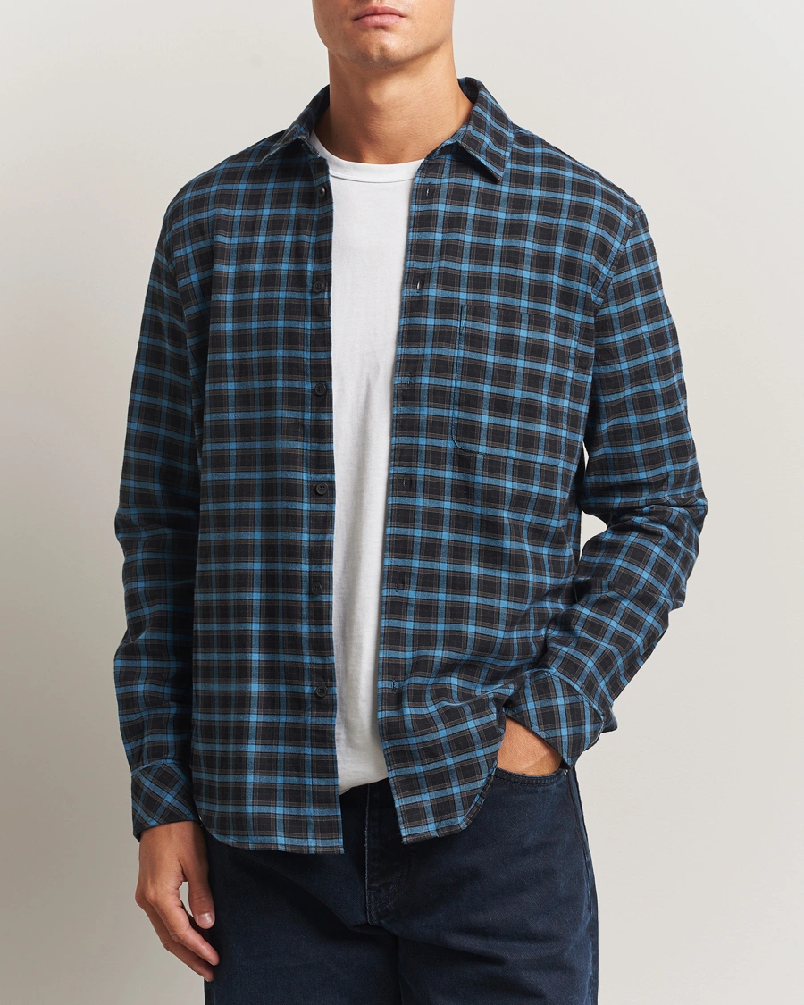 Herr | Skjortor | Samsøe Samsøe | Liam Brushed Cotton Checked Shirt Turkish Coffee