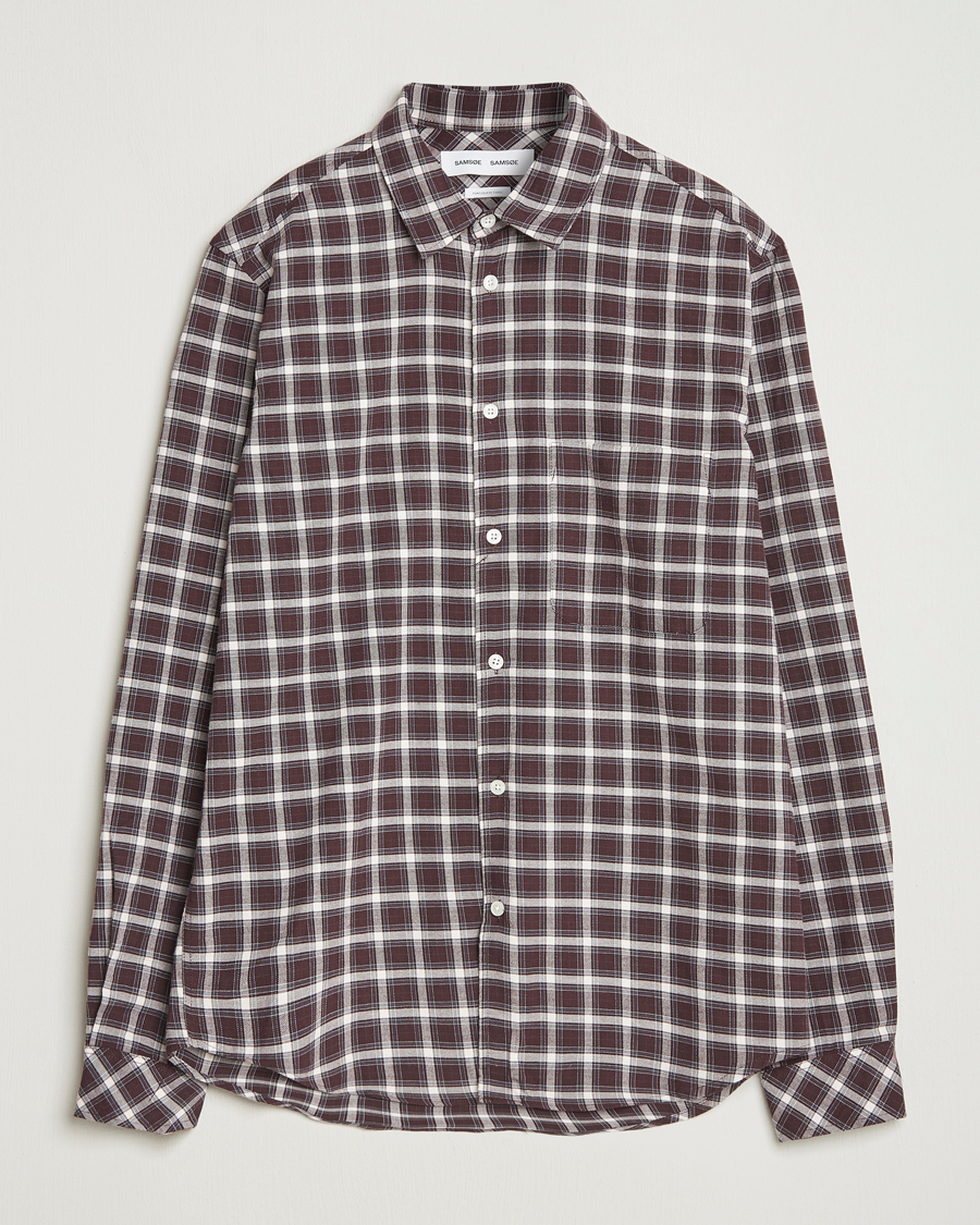Herr | Skjortor | Samsøe Samsøe | Liam Brushed Cotton Checked Shirt Raisin