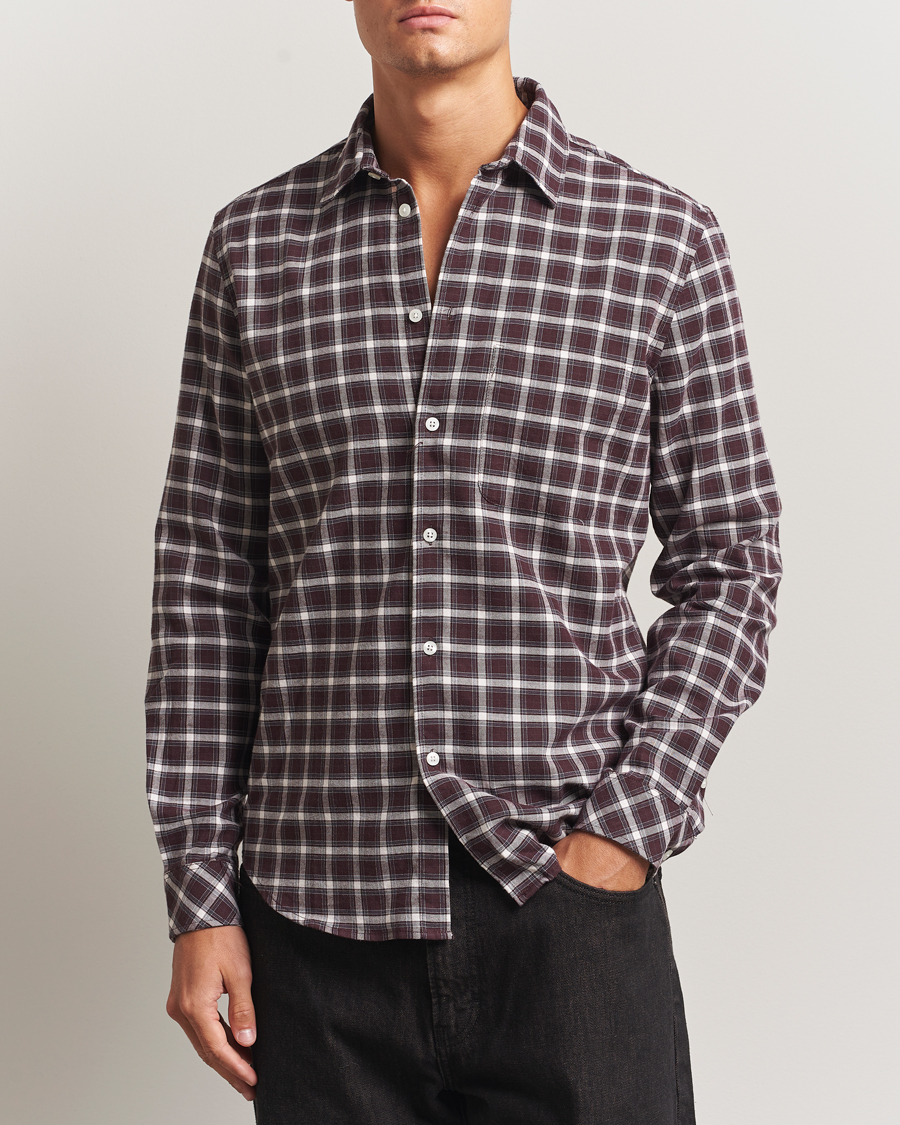 Herr | Skjortor | Samsøe Samsøe | Liam Brushed Cotton Checked Shirt Raisin