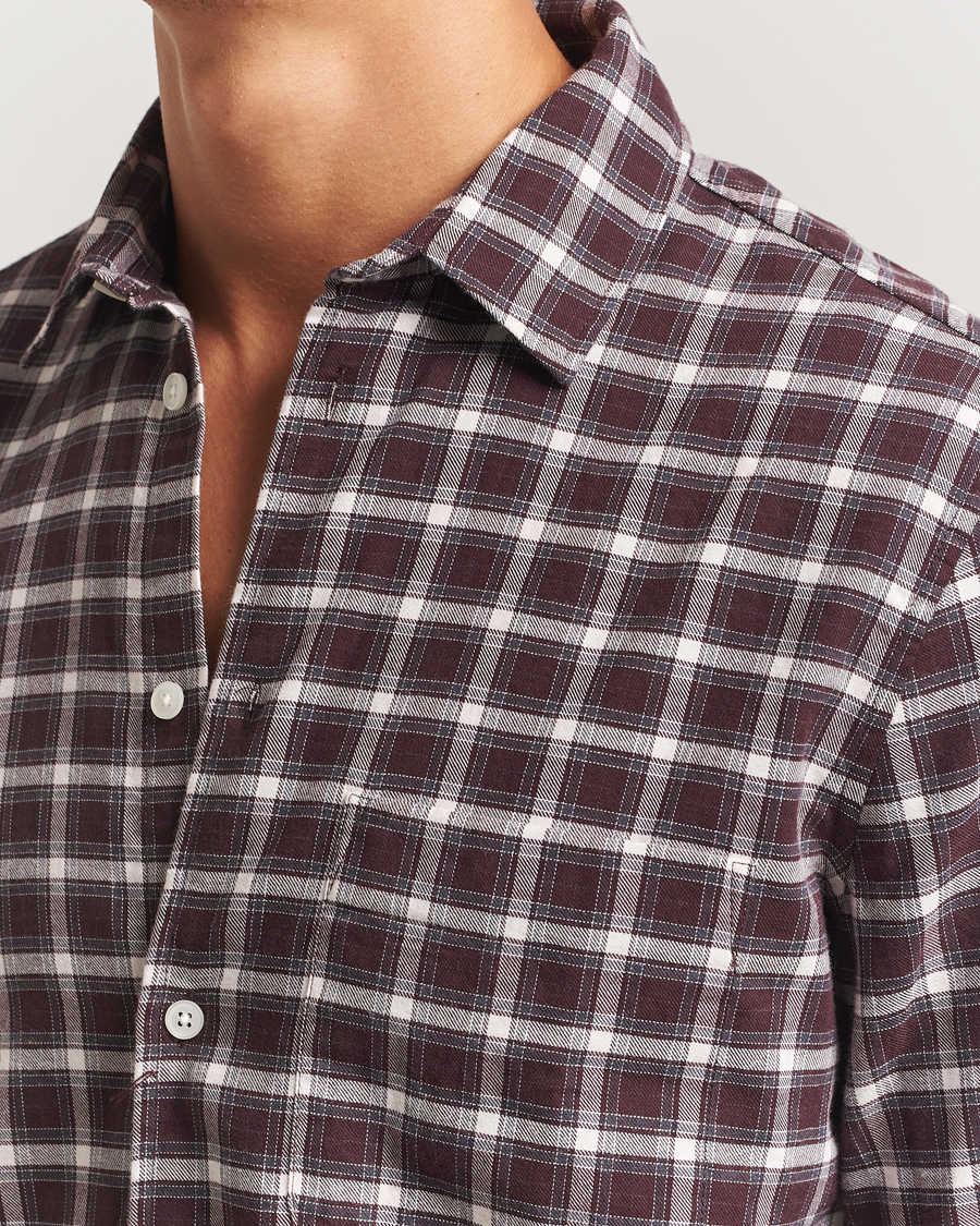 Herr | Skjortor | Samsøe Samsøe | Liam Brushed Cotton Checked Shirt Raisin