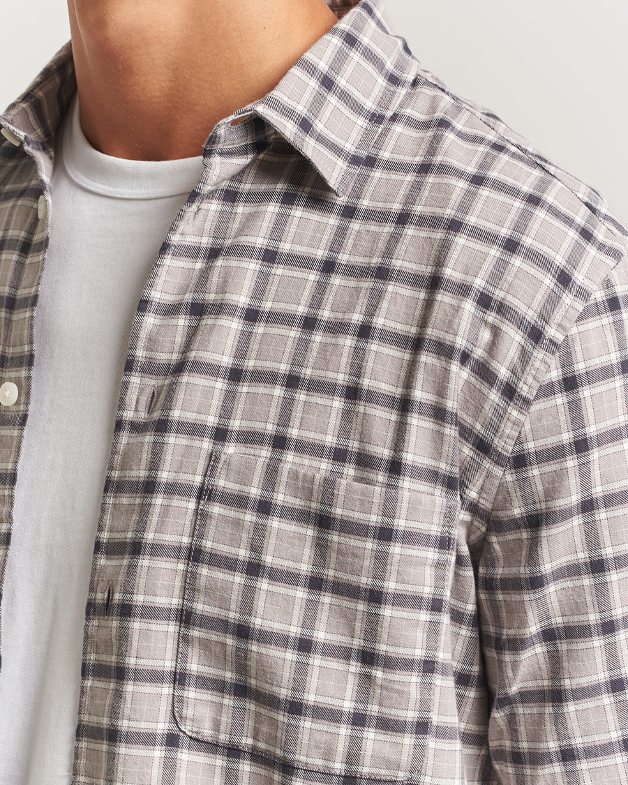 Herr | Skjortor | Samsøe Samsøe | Liam Brushed Cotton Checked Shirt Elephant Skin