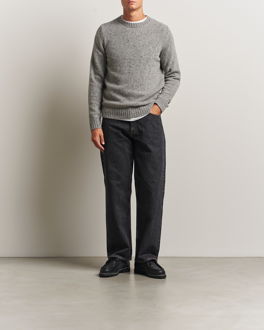 Herr | Tröjor | Samsøe Samsøe | Nataniel Donegal Knitted Crew Neck Grey Melange