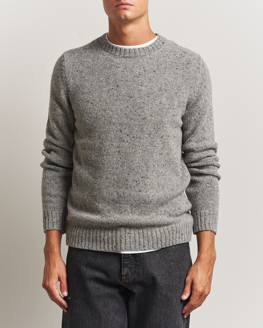 Herr | Tröjor | Samsøe Samsøe | Nataniel Donegal Knitted Crew Neck Grey Melange