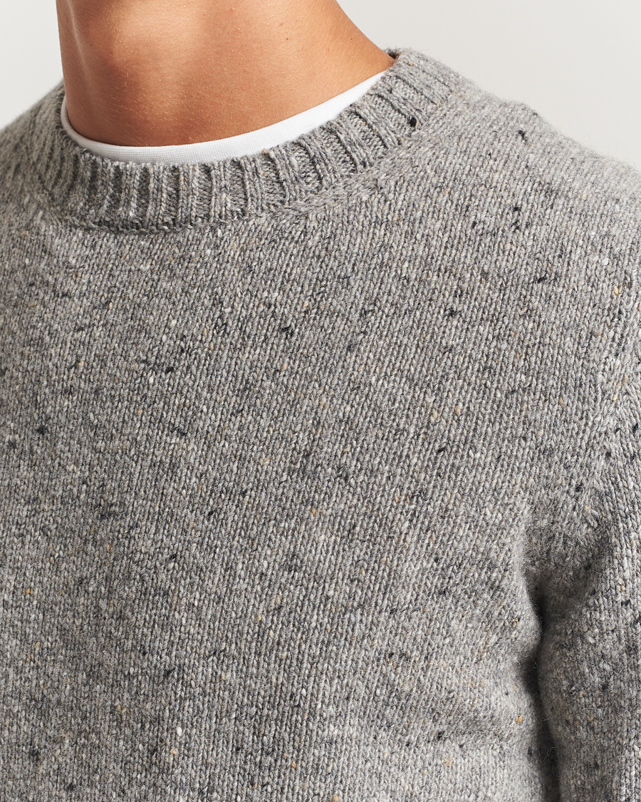 Herr | Tröjor | Samsøe Samsøe | Nataniel Donegal Knitted Crew Neck Grey Melange