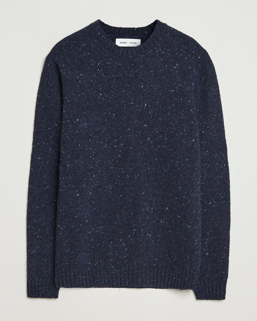 Herr | Tröjor | Samsøe Samsøe | Nataniel Donegal Knitted Crew Neck Salute Navy