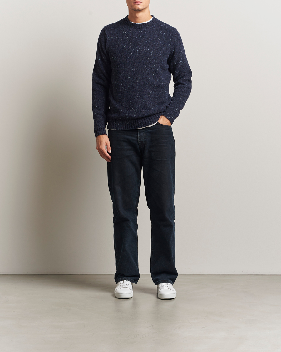 Herr | Tröjor | Samsøe Samsøe | Nataniel Donegal Knitted Crew Neck Salute Navy