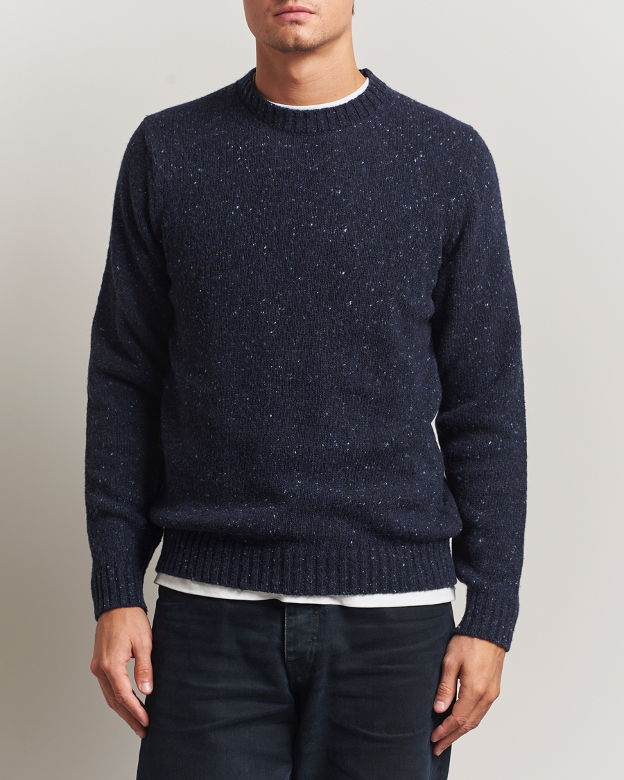 Herr | Tröjor | Samsøe Samsøe | Nataniel Donegal Knitted Crew Neck Salute Navy