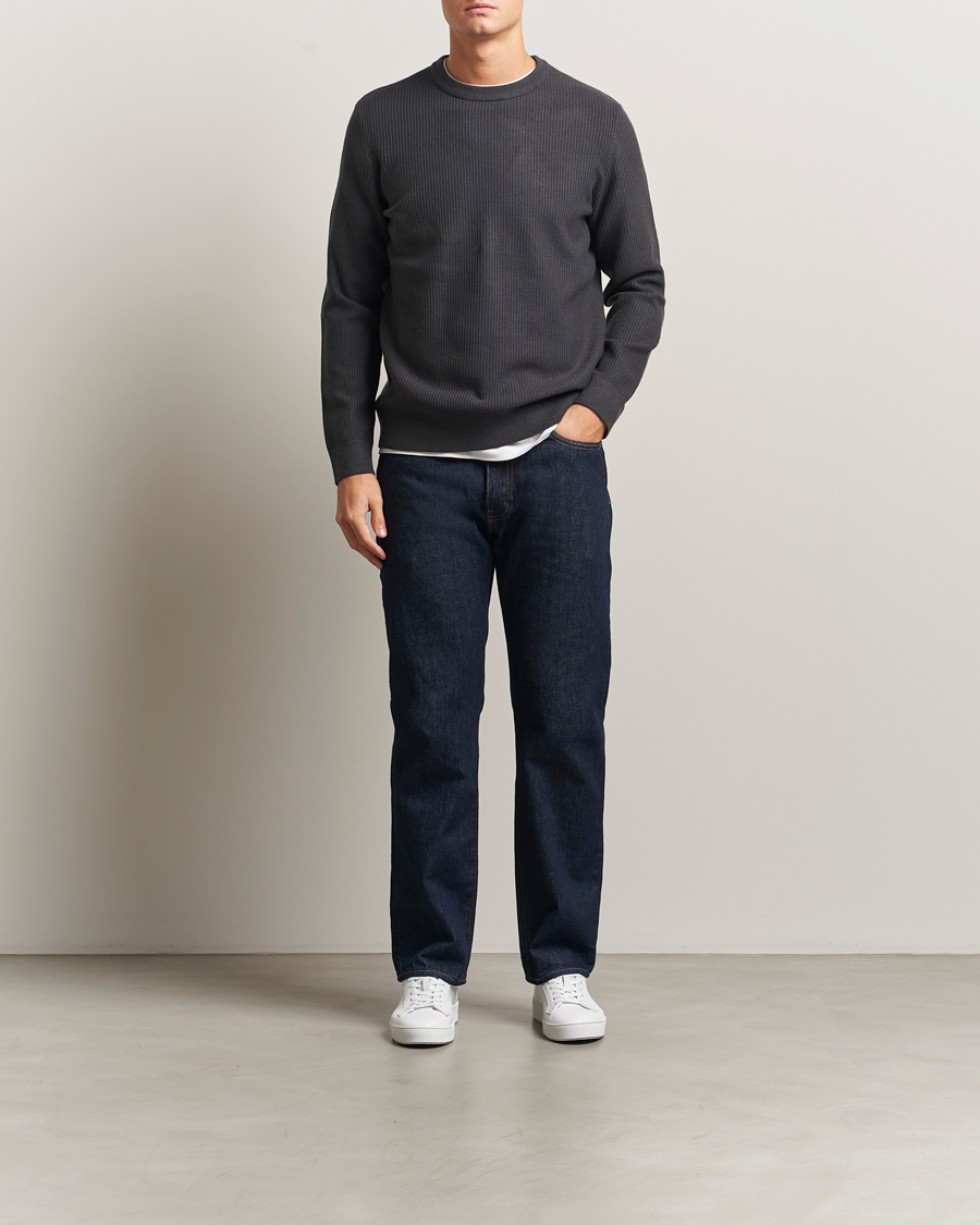Herr | Tröjor | Samsøe Samsøe | Dem Structured Knitted Crew Neck Black Oyster