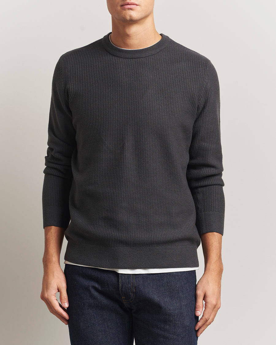 Herr | Tröjor | Samsøe Samsøe | Dem Structured Knitted Crew Neck Black Oyster