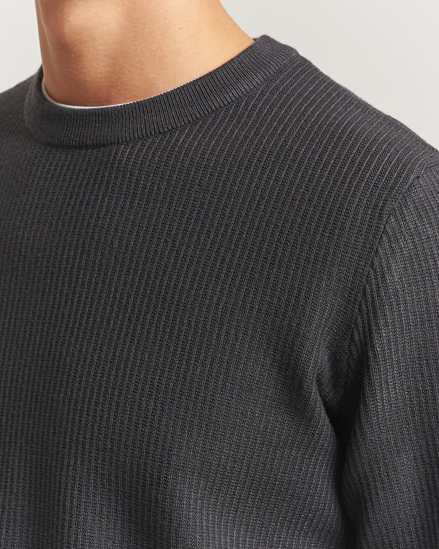 Herr | Tröjor | Samsøe Samsøe | Dem Structured Knitted Crew Neck Black Oyster