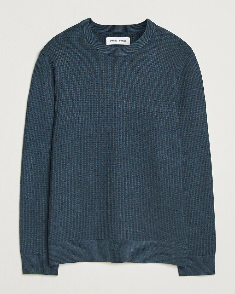 Herr | Tröjor | Samsøe Samsøe | Dem Structured Knitted Crew Neck Midnight Navy