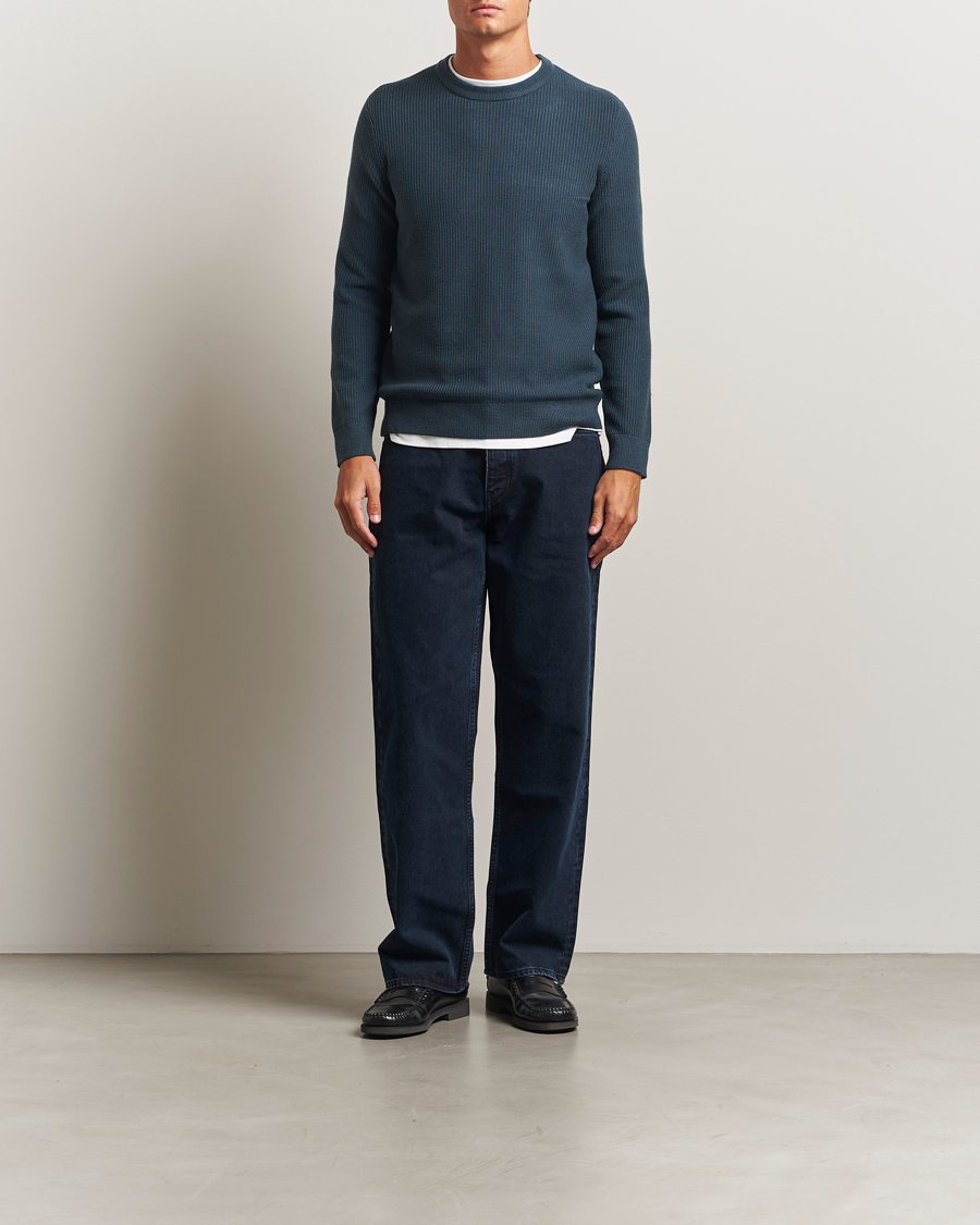 Herr | Tröjor | Samsøe Samsøe | Dem Structured Knitted Crew Neck Midnight Navy